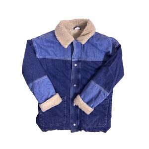 BDG Urban Outfitters Patchwork Denim Sherpa Jacket Womens Medium Blue